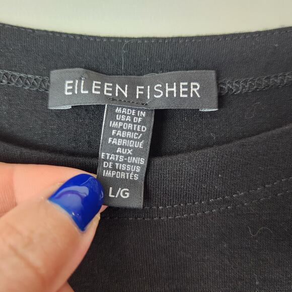 Eileen Fisher Viscose Jersey Knit Stretch Tank Dress Black LARGE Crewneck - Picture 6 of 8